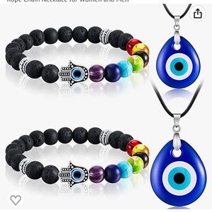 Evil eye necklace and bracelet